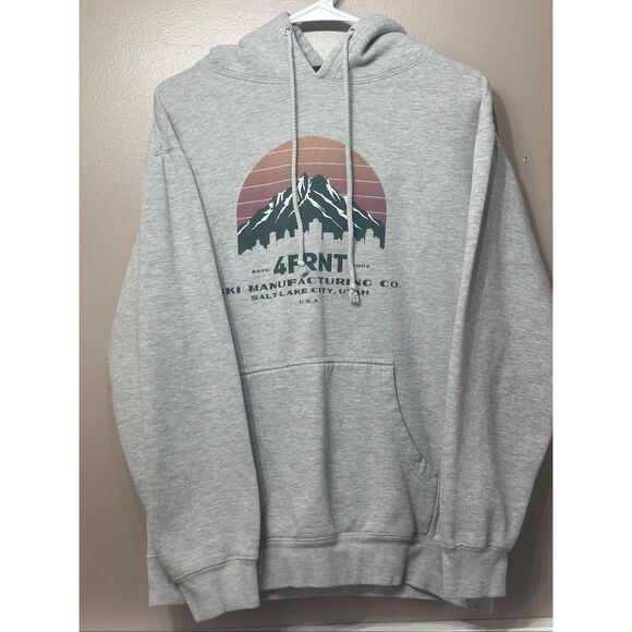 4FRNT Skis Mountain Graphic Snowboarding Hoodie Sweatshirt Men's Small - Picture 2 of 10
